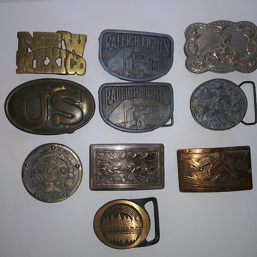 10 Vintage belt buckle lot